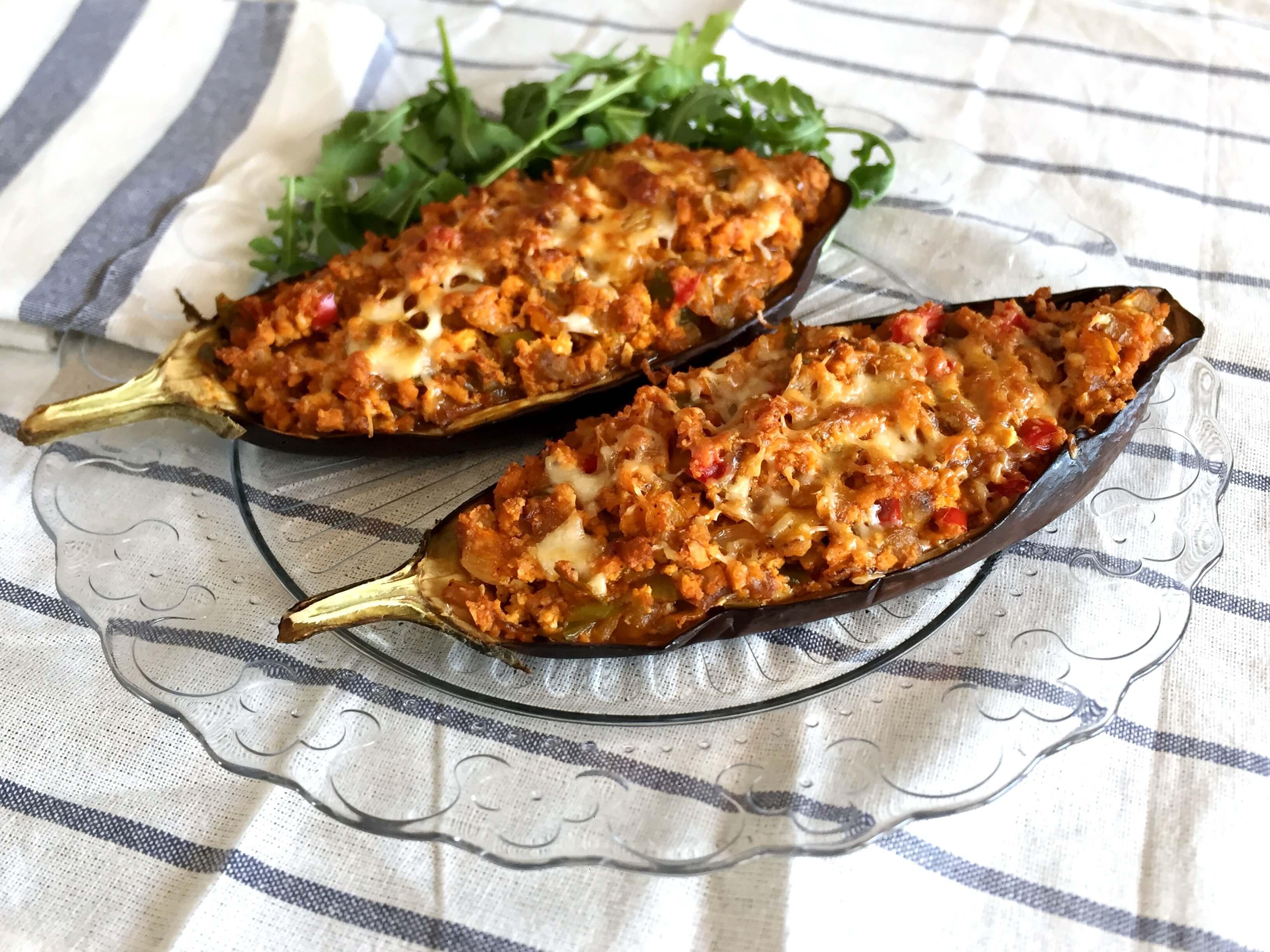 Berenjenas rellenas de tofu